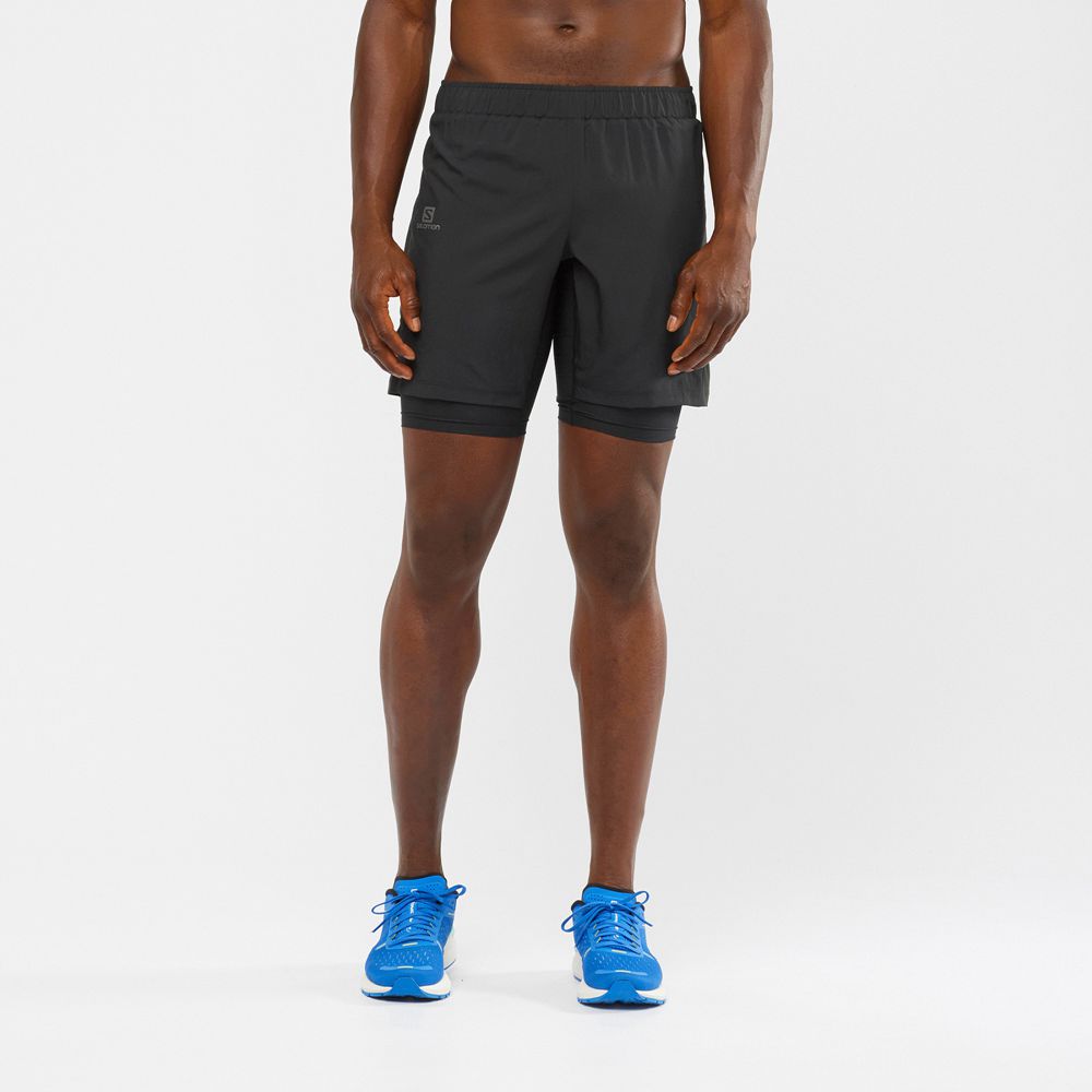 Salomon Singapore Mens Shorts - XA TWINSKIN Black | 79630-GUXM